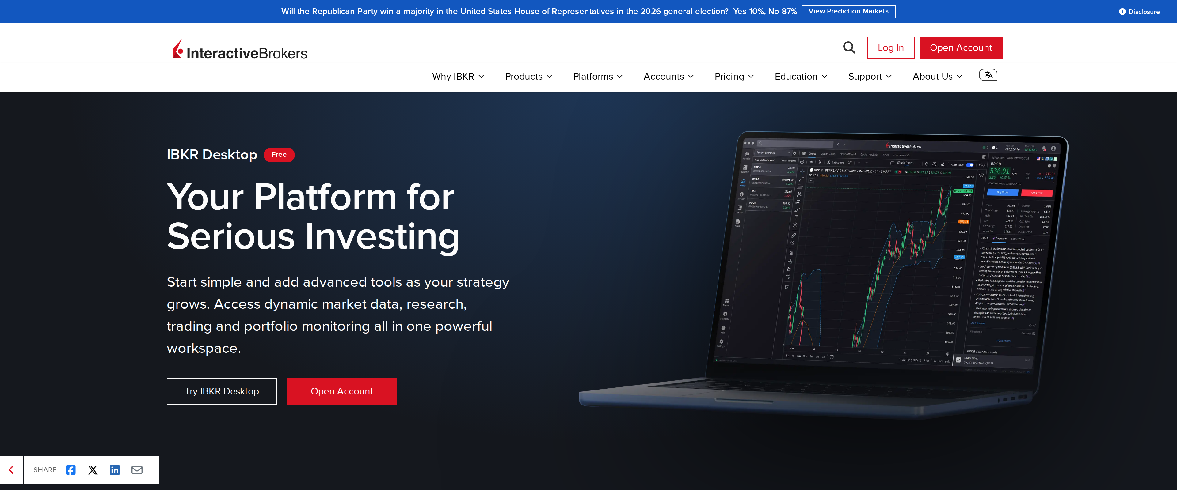 IBKR Desktop product page headline: Your Platform for Serious Investing